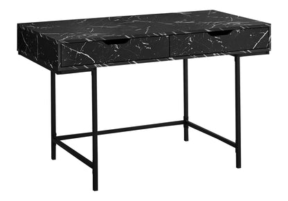 Marble Look Computer Desk with Storage Drawers - Light Brown, White, or Black