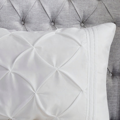 7 Piece Tufted Comforter Set with Hypoallergenic Filling - White