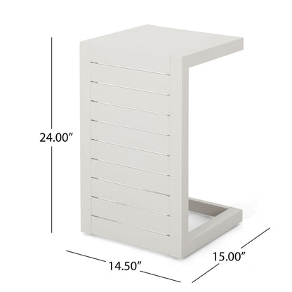 Aluminum Outdoor C-Shaped Side Table with Rust-Resistant Finish - Multiple Colors