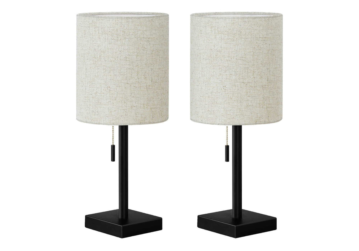 Contemporary Table Lamp Set with USB Port - Nickel