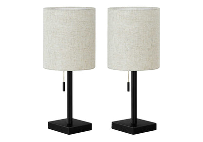Contemporary Table Lamp Set with USB Port - Nickel