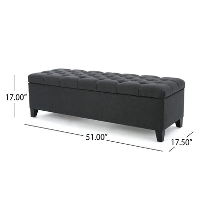 Glouster Contemporary Storage Ottoman with Button Tufted Design - Fabric