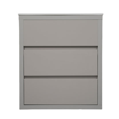 Double Sinks Bathroom Vanity Set with Ceramic Basins - Wood