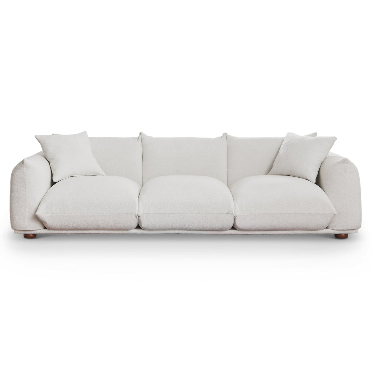 Kely Modern 100'' Cream Boucle Upholstered Sofa with Solid Wood Frame - Cream
