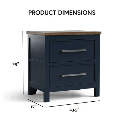 Modern Farmhouse Style Nightstand with Dovetail Drawers - Two-Tone