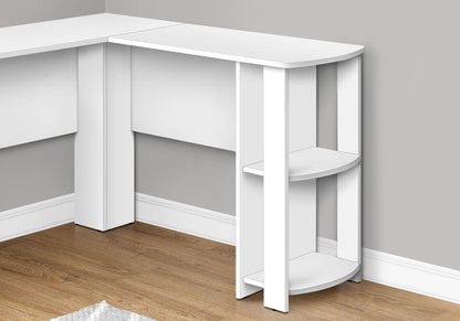 L-Shaped Corner Computer Desk with Storage Shelves - Wood Finish