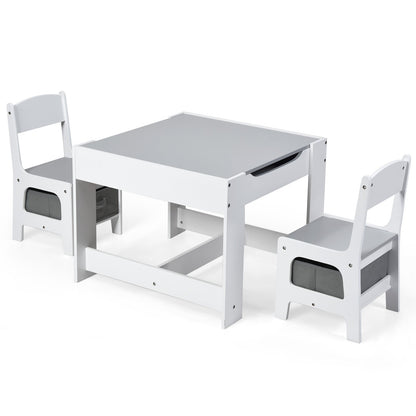 Kids Table Chairs Set With Storage Boxes Blackboard Whiteboard Drawing
