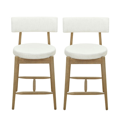 Mid Century Modern Counter Stools with Full Back - Fabric Upholstery, Set of 2