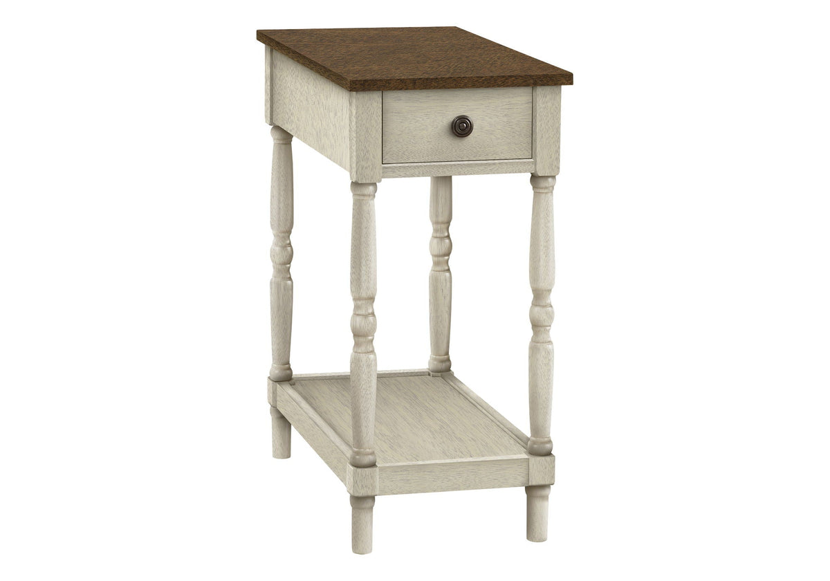 Accent End Table with 2 Tiers and Storage Drawer - Traditional Style