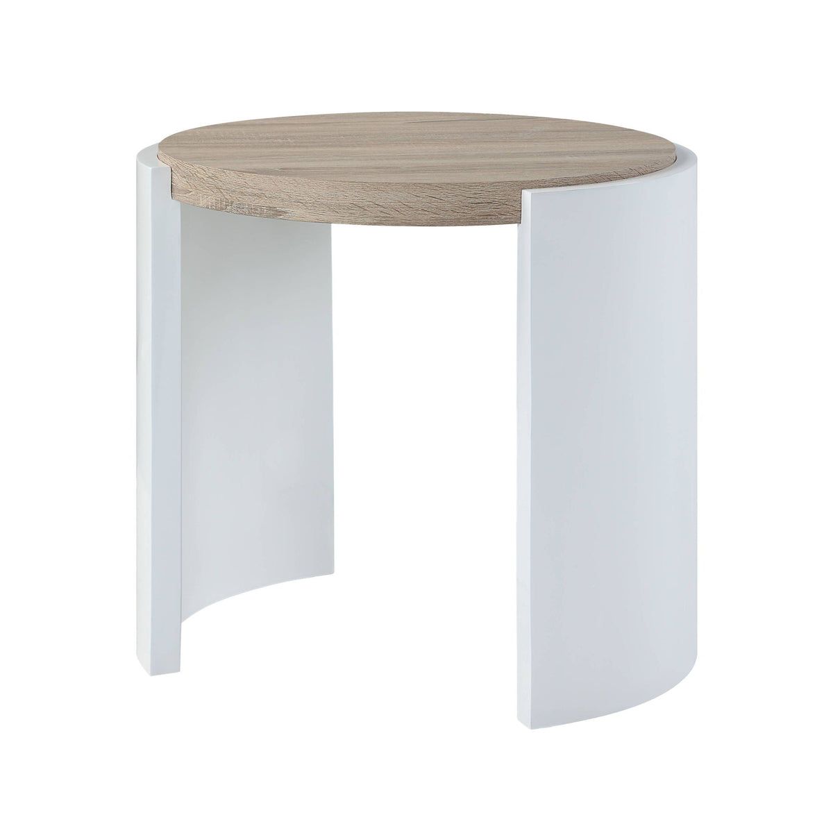 High Gloss End Table with Thick Tabletop - Light Brown