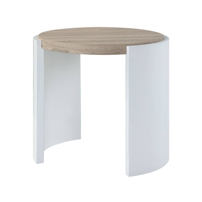 High Gloss End Table with Thick Tabletop - Light Brown