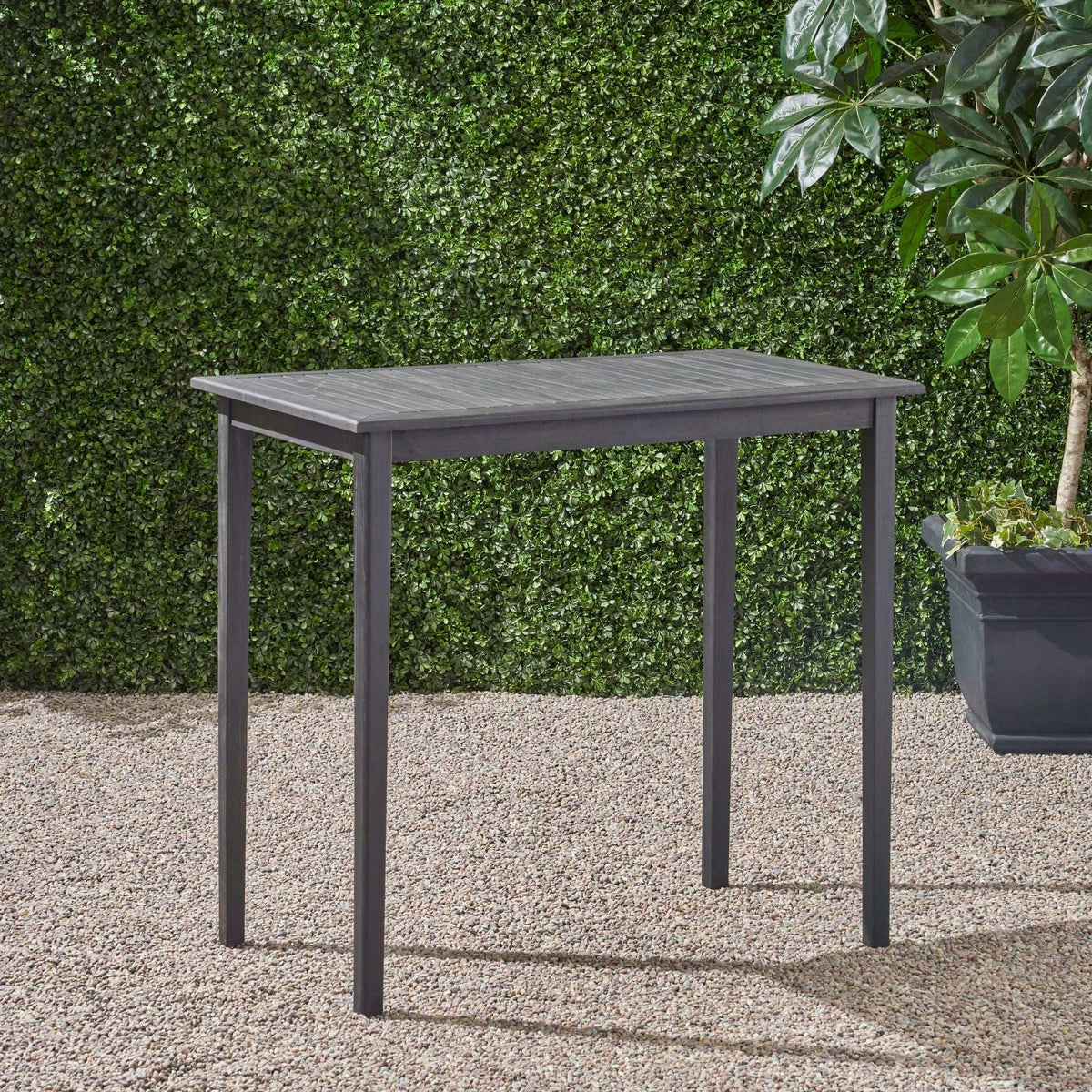 Minimalist Acacia Wood Outdoor Bar Table with Rectangular Design - Light Brown or Dark Gray