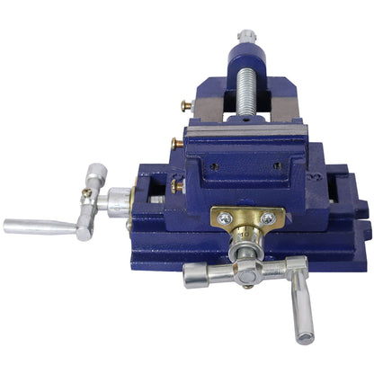 Industrial Quality Cross Slide Vise with Precision Control - Blue