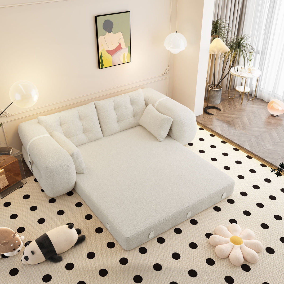 Multifunctional 3-in-1 Foldable Floor Sofa Bed with High-Density Foam - Fabric