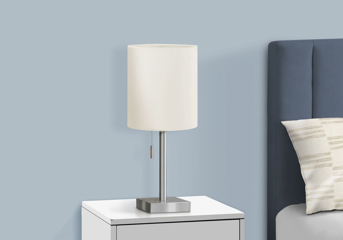 Contemporary Table Lamp Set with USB Port - Nickel