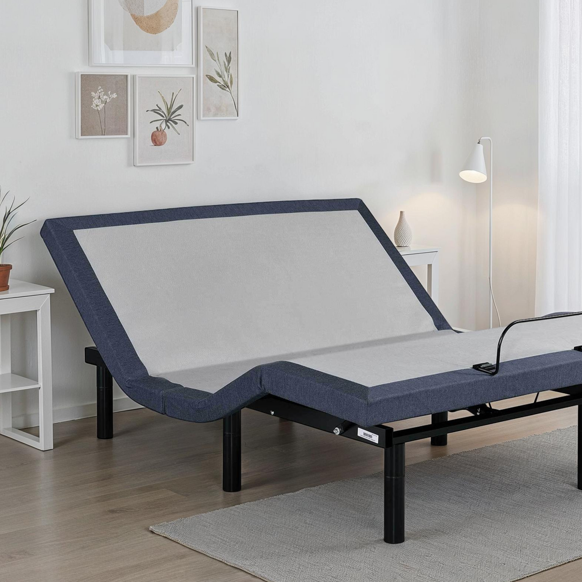 Full Adjustable Bed Base with Wireless Remote - Blue-Gray