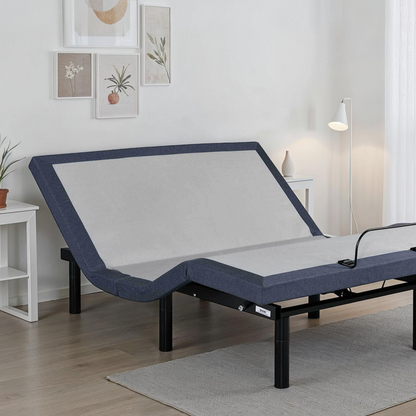 Full Adjustable Bed Base with Wireless Remote - Blue-Gray