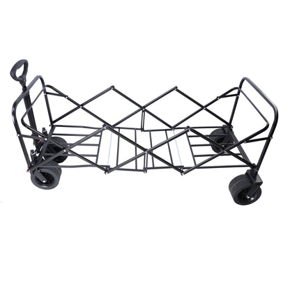 Large Capacity Folding Outdoor Wagon Cart with Extender - Black & Orange
