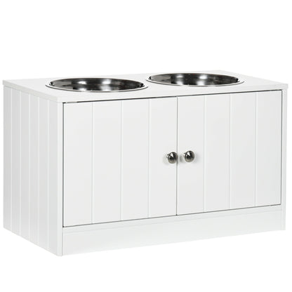 Large Elevated Dog Bowls with Storage Cabinet - Stainless Steel Feeder