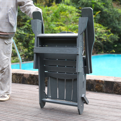 Adirondack Folding Chair with Dual Cup Holders - Grey