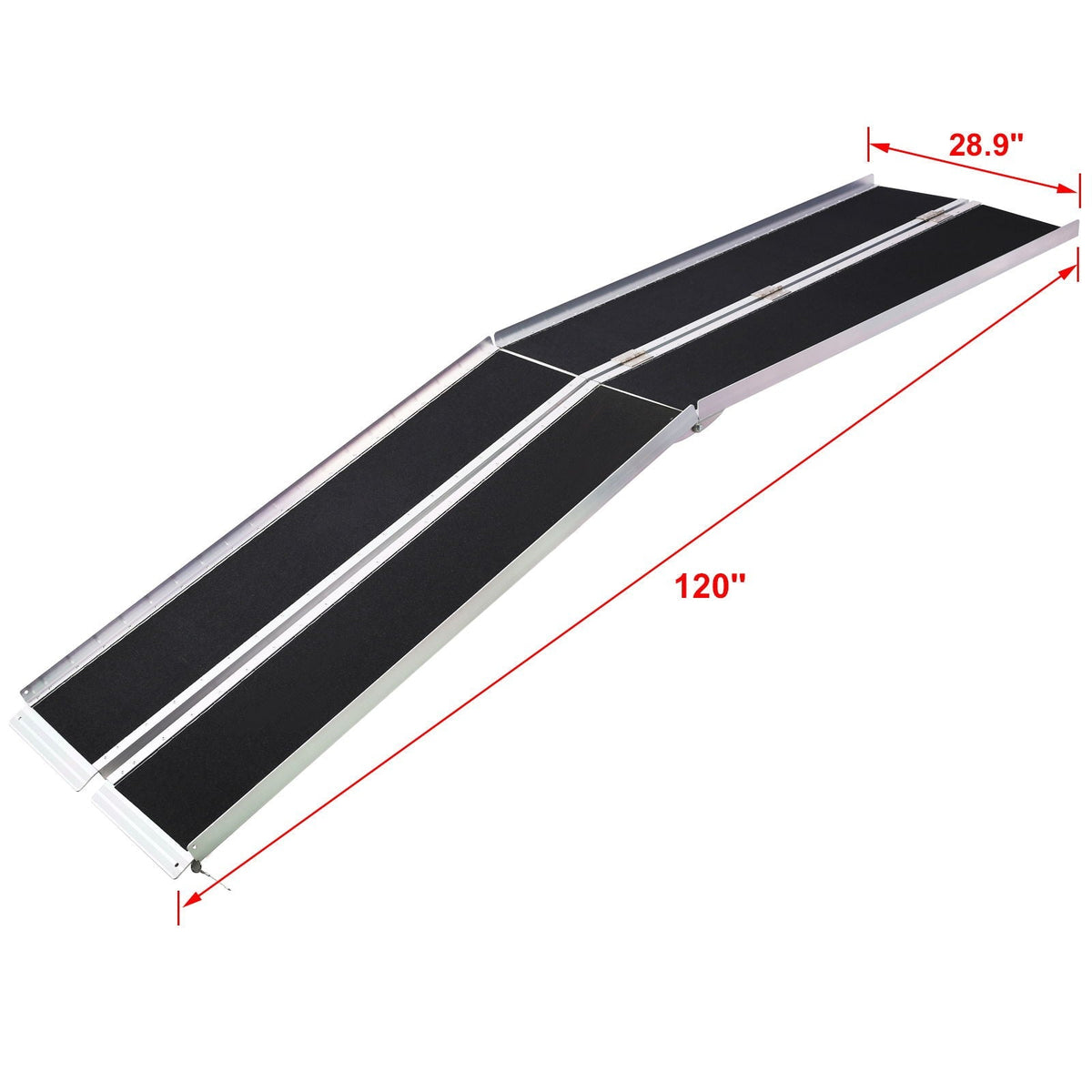 Portable Foldable Wheelchair Ramp with Non-Skid Surface - Black