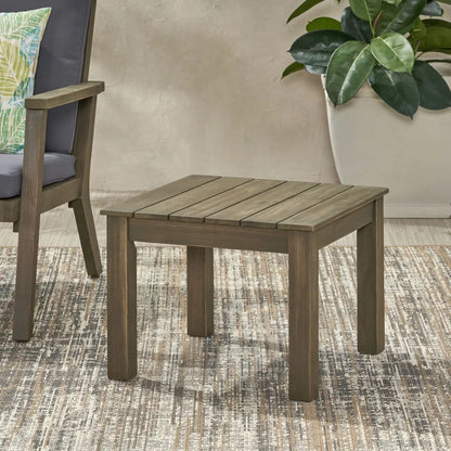 Halcyon Outdoor Side Table with Slat Design - Dark Gray or Dark Brown