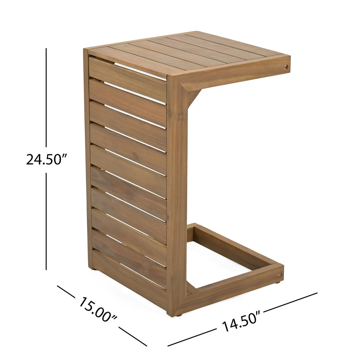 Aluminum Outdoor C-Shaped Side Table with Rust-Resistant Finish - Multiple Colors