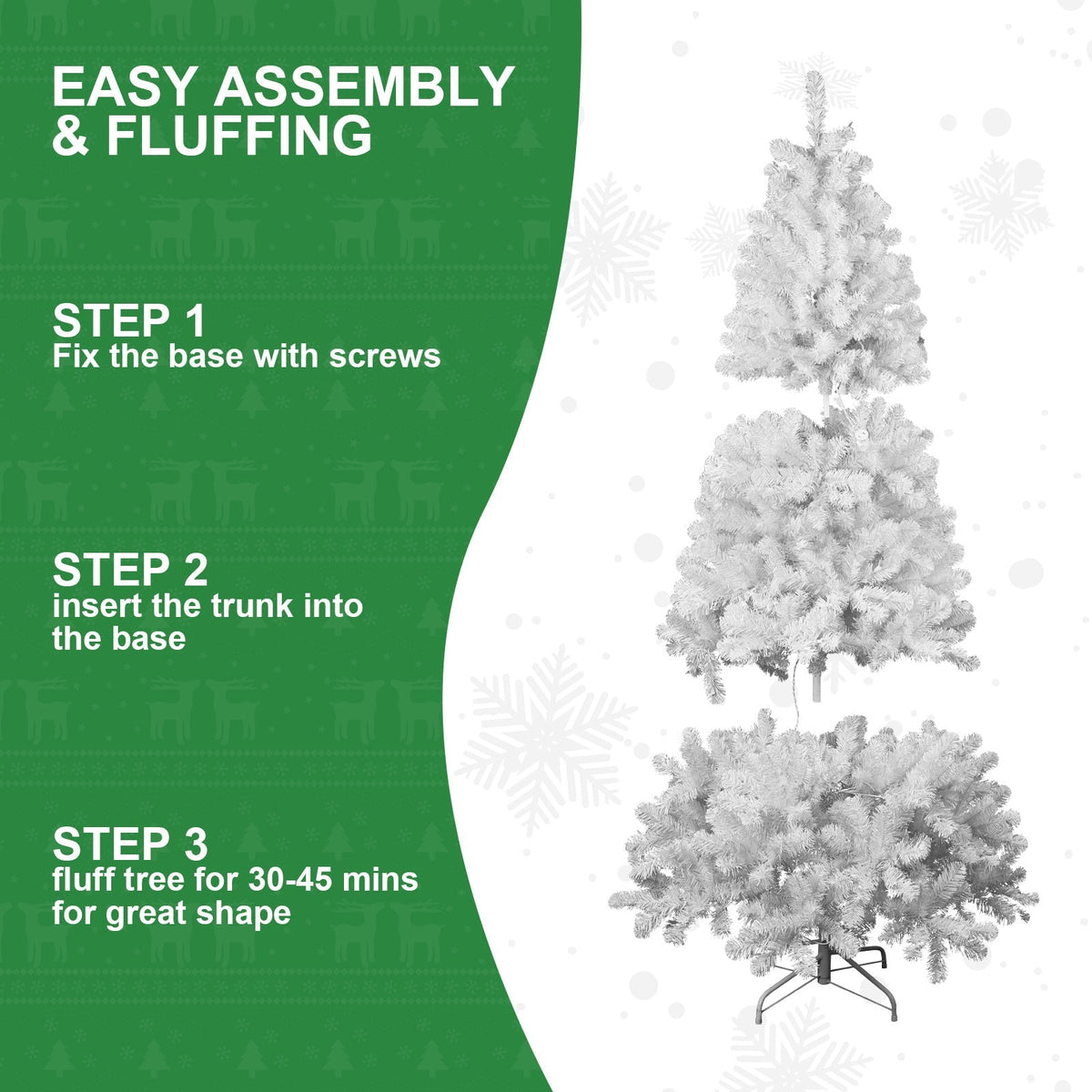 7ft White Christmas Tree with Memory Wire and 1064 Tips - White