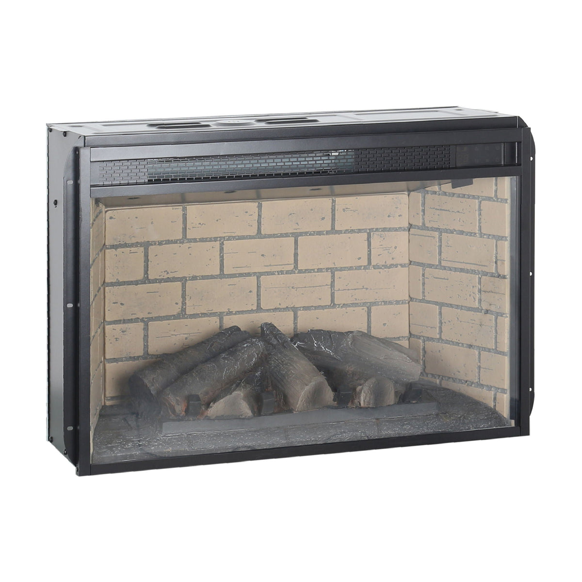 Infrared Quartz Heater Fireplace Insert with Brick - Black