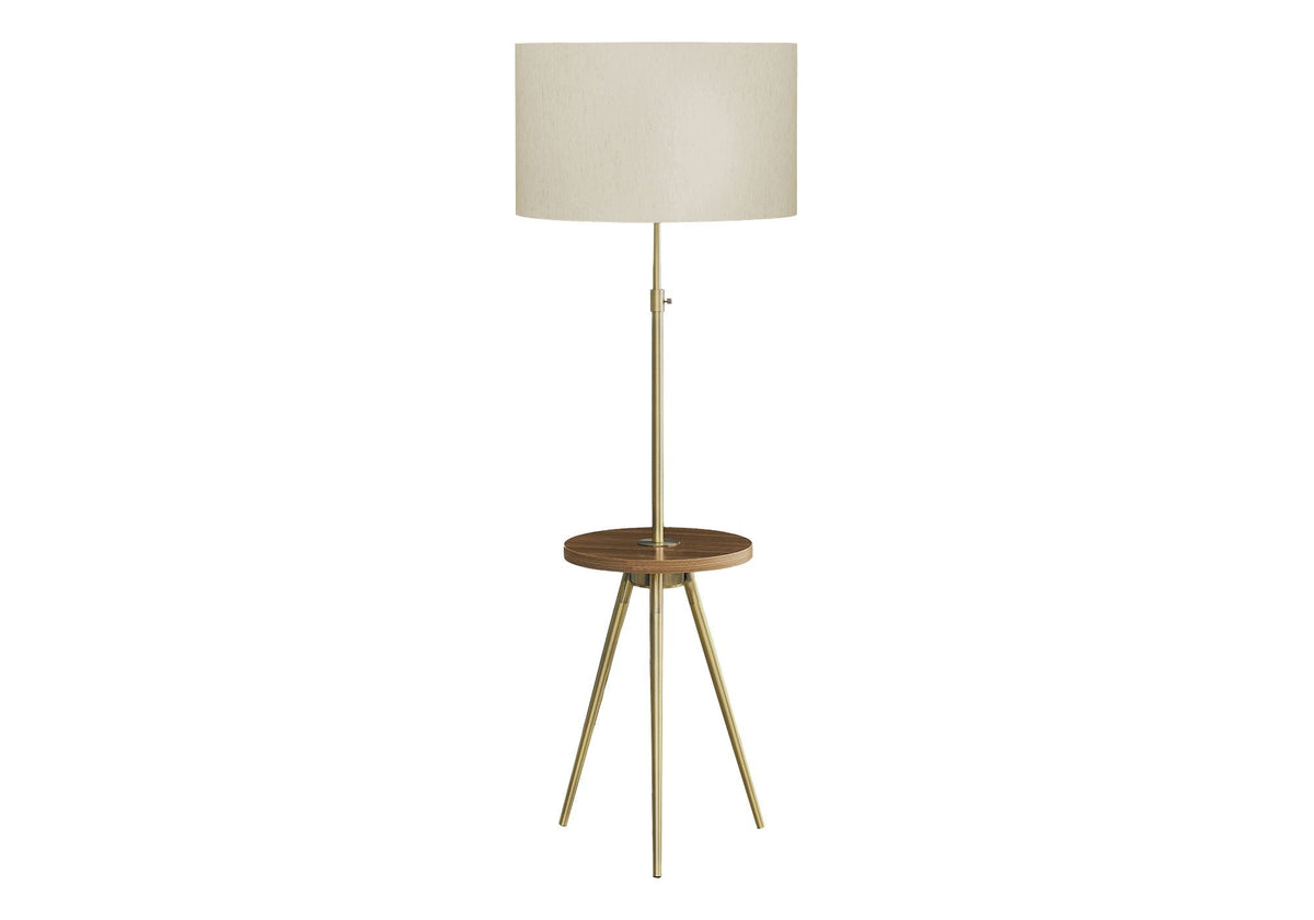 Modern Floor Lamp with Adjustable Height and Built-In Shelf - Black or Gold