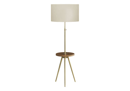 Modern Floor Lamp with Adjustable Height and Built-In Shelf - Black or Gold
