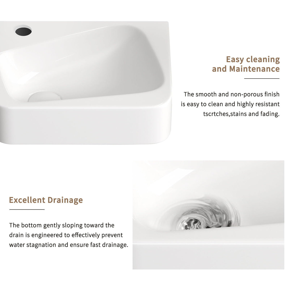 Milk White Wall Mounted Rectangle Vessel Sink with Faucet & Drain