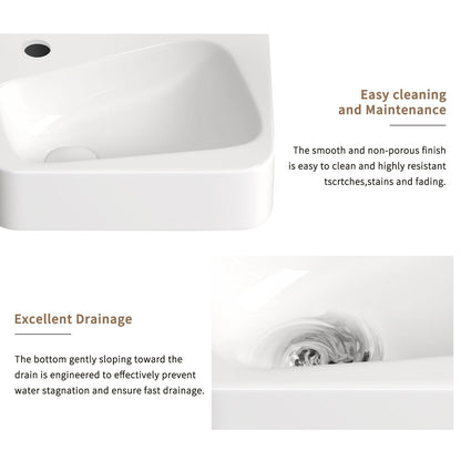 Milk White Wall Mounted Rectangle Vessel Sink with Faucet & Drain