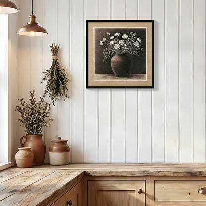 Artistic Path Abstract Flower Bouquet Wall Art with Texture Highlights - Ancient White