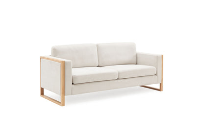 Modern 3-Seater Sofa with Solid Wood Legs - Beige or White