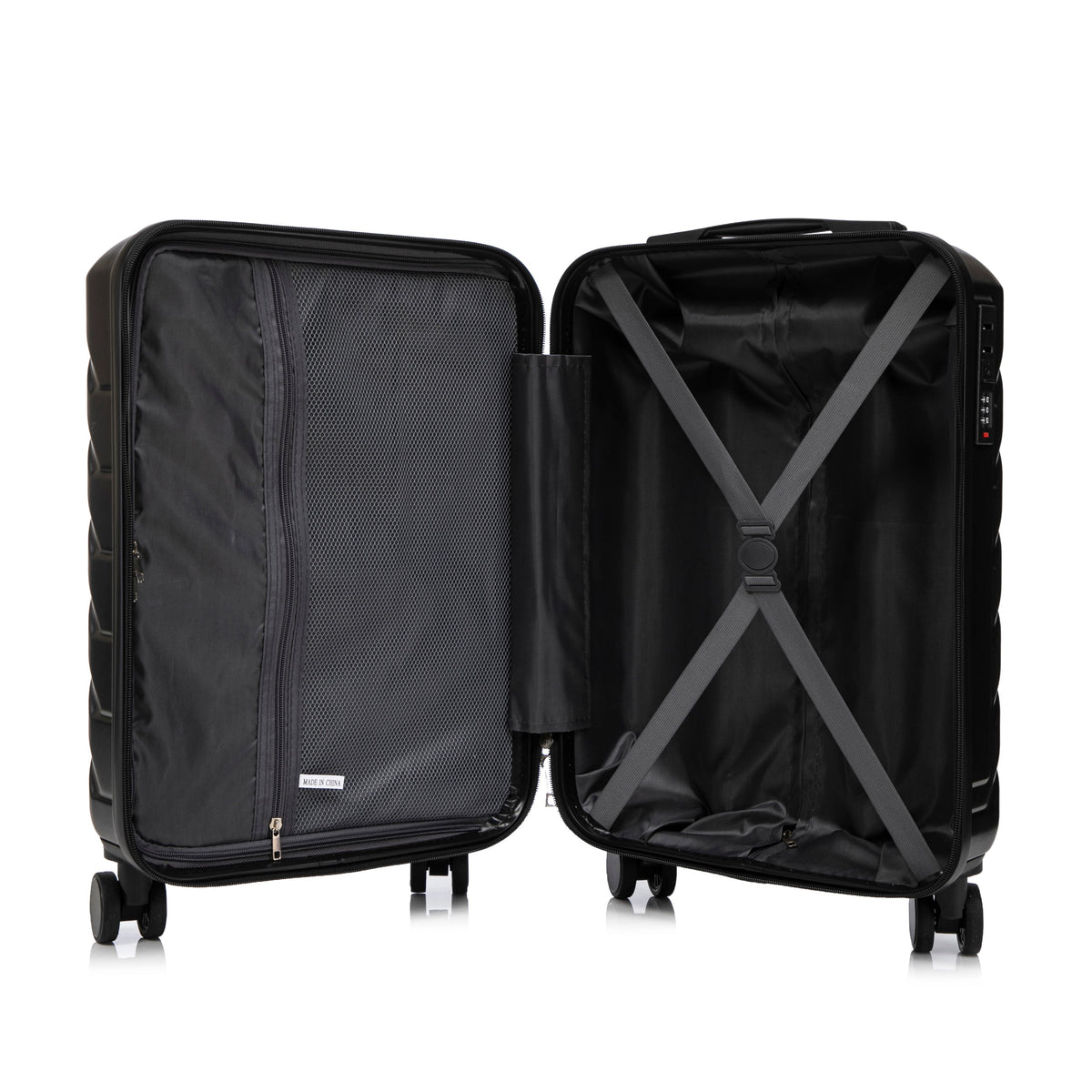ABS Spinner Wheel Luggage Set with Combination Lock - Black