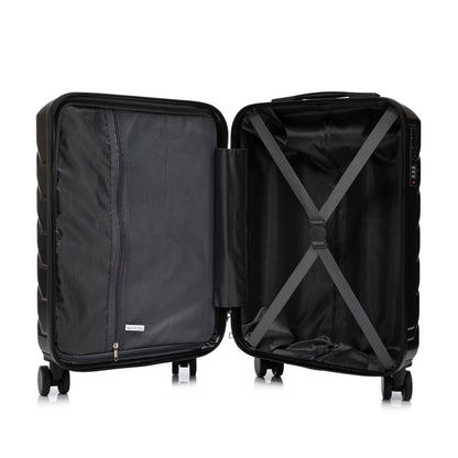 ABS Spinner Wheel Luggage Set with Combination Lock - Black