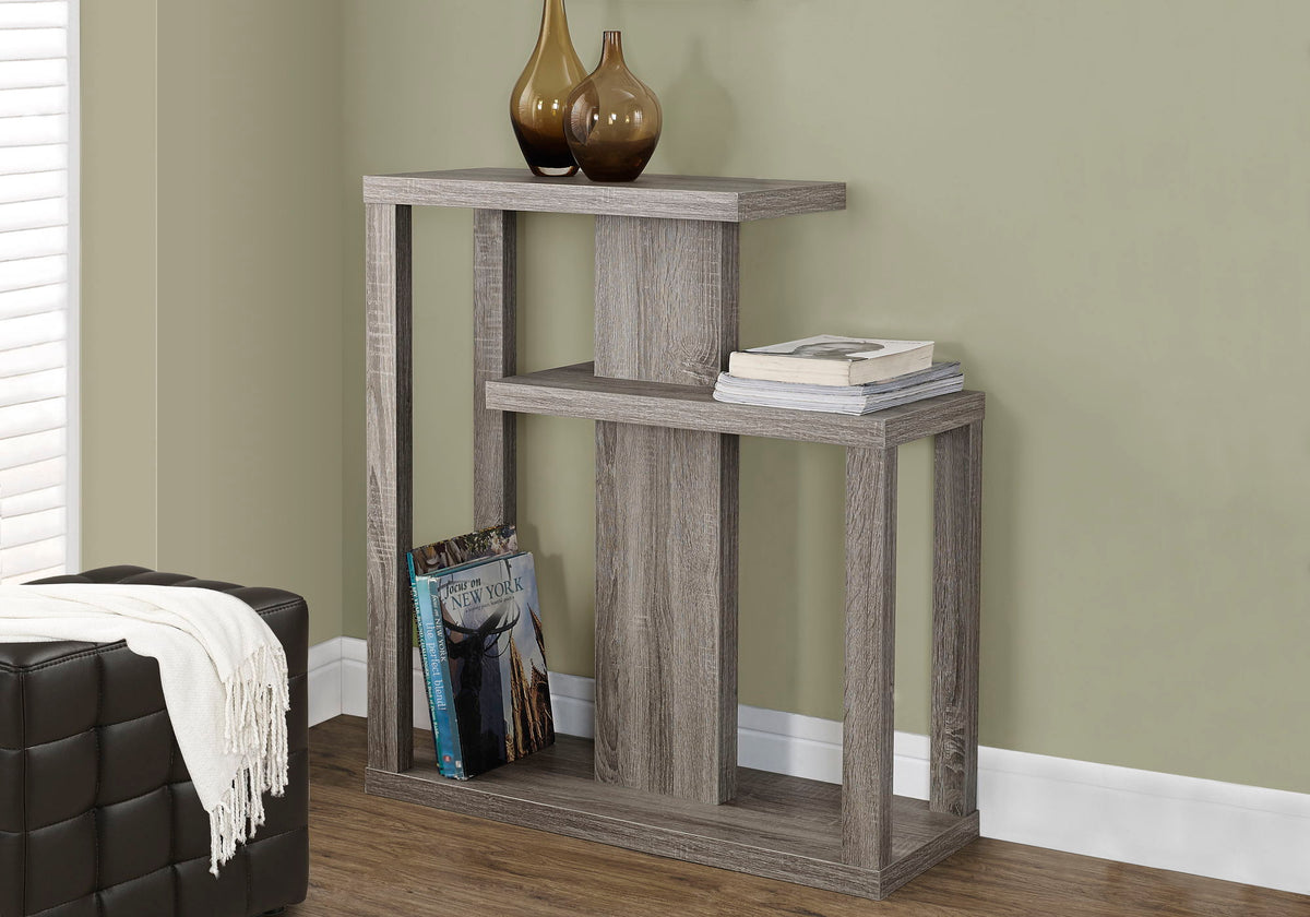 Accent Console Table for Entryway with Three-Tier Shelves - Light Brown