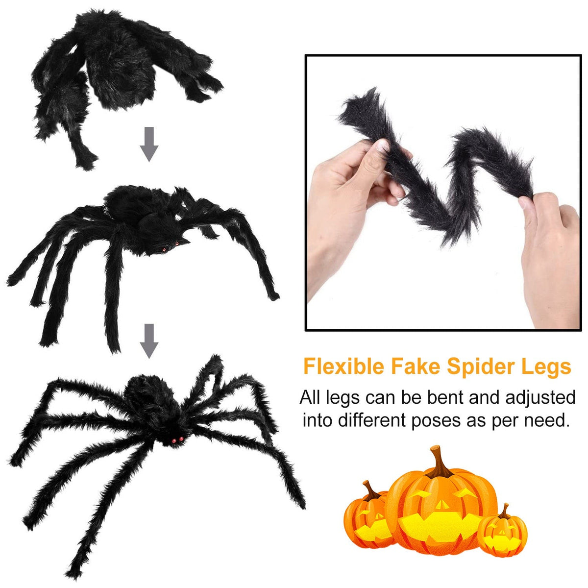 49" Hairy Spider with 126" Web – Giant Halloween Yard Decoration