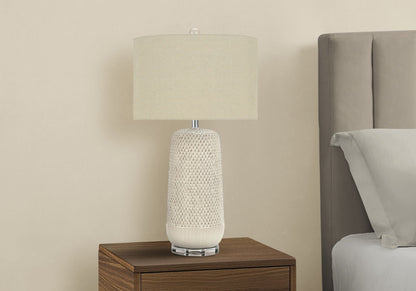 Contemporary Ceramic Table Lamp with 3-Way Lighting - Beige