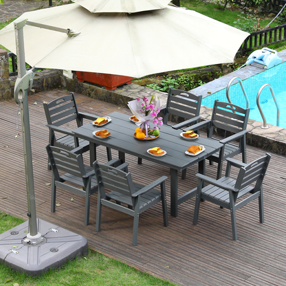 HDPE Outdoor Patio Dining Set with Table and Six Chairs