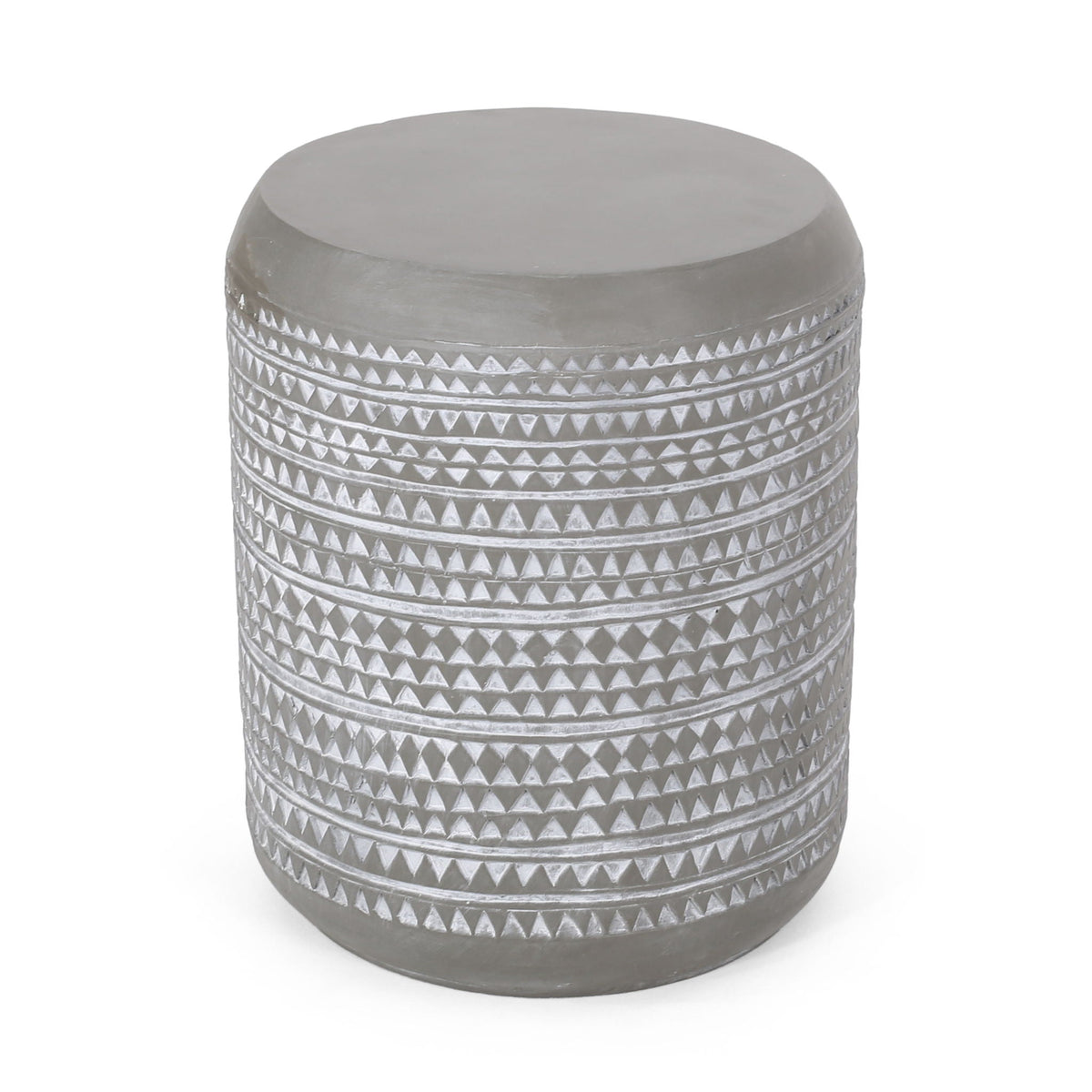 White Outdoor Side Table with Cylindrical Shape - Lightweight Concrete