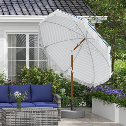 Blue Stripe Outdoor Patio Umbrella with Tilt and Vent - Steel Frame