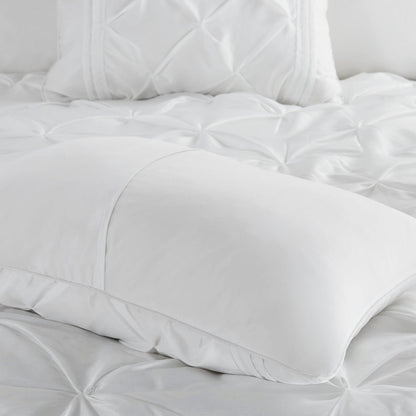 7 Piece Tufted Comforter Set with Hypoallergenic Filling - White