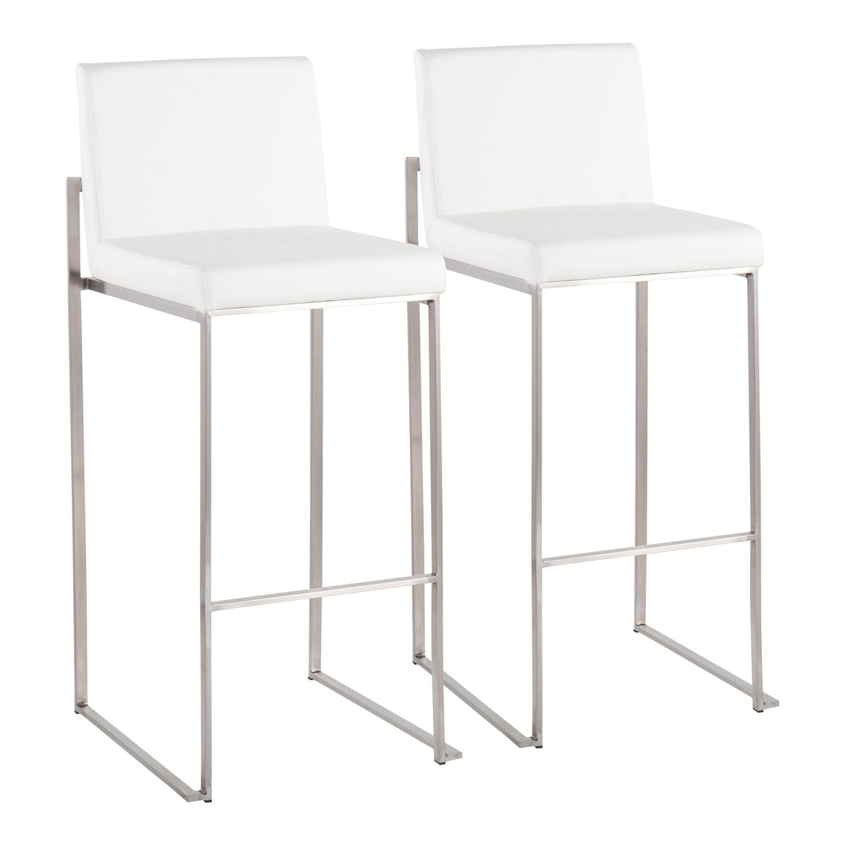 Contemporary High Back Barstool Set with Upholstered Seat – Multiple Colors