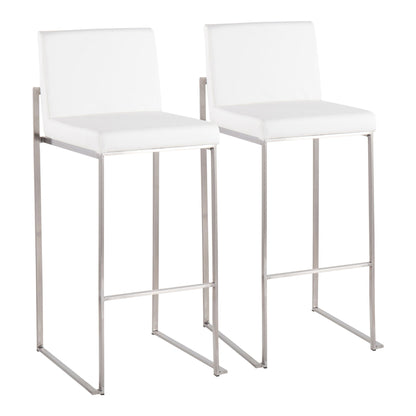 Contemporary High Back Barstool Set with Upholstered Seat – Multiple Colors