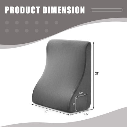 Bed Wedge Pillow with Tablet Pillow Stand and Side Pockets-Gray
