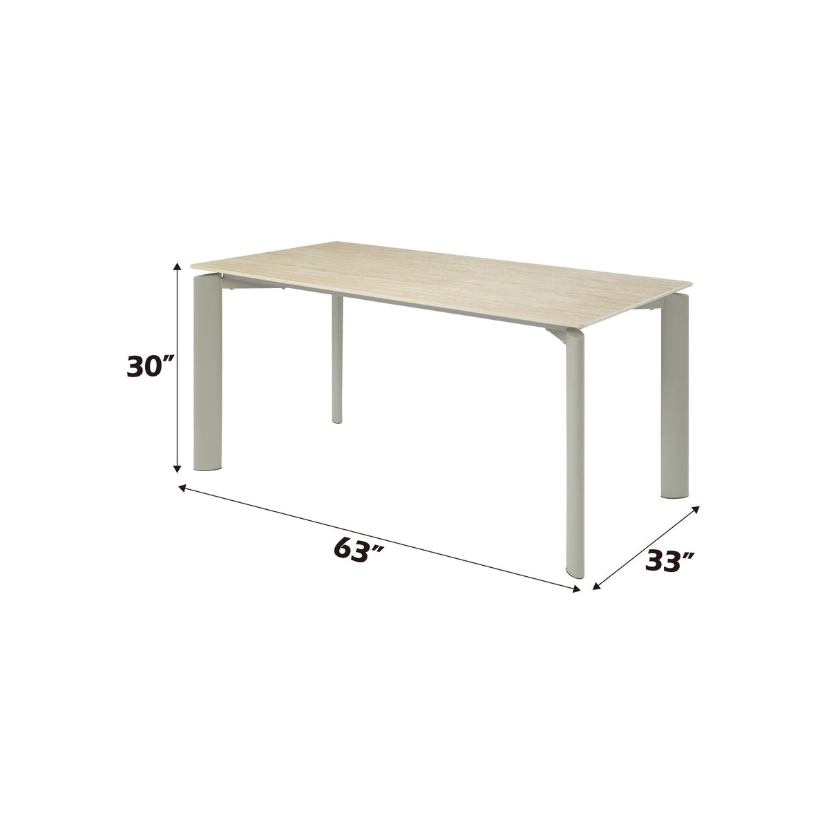 Light Gray Ceramic Top Dining Table with Durable Metal Legs - Ingram