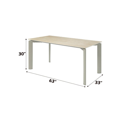 Light Gray Ceramic Top Dining Table with Durable Metal Legs - Ingram