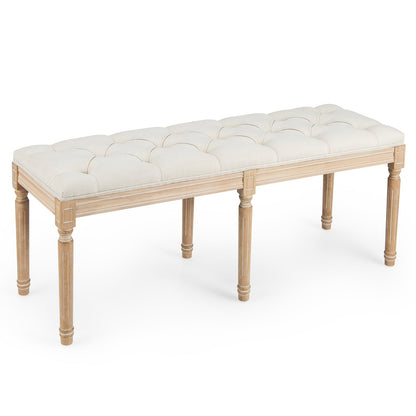 French Vintage Entryway Bench 47 Inch Upholstered Dining Bench